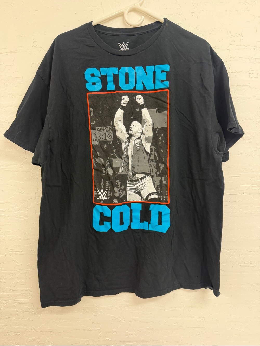 WWE Stone Cold Graphic Tee - Black with Blue and Orange Accents